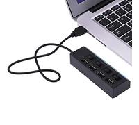delr Múltiples puertos USB para portátiles | Divisor de datos USB 2.0 de 4 puertos con interruptores de alimentación LED individuales | Multiple Port Extender para PC portátil, transmisión rápida