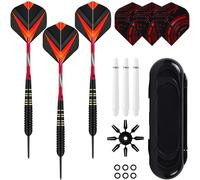 Delsen Juego de 3 dardos para diana electrónica, juego de 3 barras de repuesto + 6 arandelas + 1 protector de anillo + 3 alas de repuesto + 1 estuche de almacenamiento
