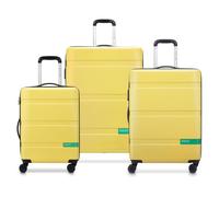 Delsey Paris x United Colors of Benetton Now Juego de maletas rígidas de 4 ruedas de 3 piezas con pliegue extensible amarillo