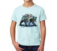 DelSol - Camiseta para niños - Escena de oso - Azul hielo - Camiseta cambiante de color - Diseño transforma a la luz del sol - 100% algodón peinado preencogido - Cuello de canalé - YL - 1 pieza