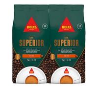 Delta Cafés - Café en Grano Superior - Pack 2 x 1 Kg - Intensidad 12 - Mezcla de Granos Arábica y Robusta - Cuerpo Pleno y Aroma Enérgico con Notas de Especias, Palomitas y Frutos Secos Tostados