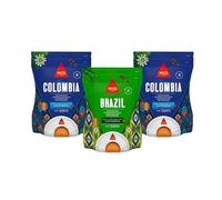 Delta Cafés - Café Molido - Pack de 3 x 220g - Colombia (2) y Brasil (1) - Intensidades 8 y 9 - Tueste Natural - Aromas Suaves con Notas Cítricas, Dulces y Afrutadas