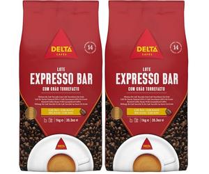 Delta Cafés espresso Bar - Café en Grano - Estimula los Sentidos - Aroma de Centroamérica y Robusta Africana - 1 kg (Paquete de 2)