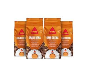 Delta Cafés Pack Gran Crema - Café en Grano 100% Arábica de Guatemala y Colombia - Aroma y Sabor de Café 100% Puro - Incluye 4 unidades de 1Kg