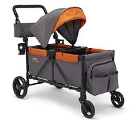 Delta Children - Cochecito deportivo todoterreno Jeep Sport, incluye toldo, organizador para padres, manubrio ajustable, bandeja para aperitivos y portavasos, gris/hoguera