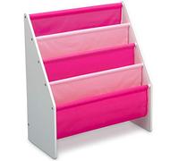 Delta Children Sling Book Rack Bookshelf for Kids - Easy-to-Reach Storage for Books, Magazines or Coloring Books - Ideal for Playrooms & Homeschooling - Greenguard Gold Certified, White/Pink