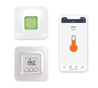 Delta Dore - Termostato de pared conectado para calderas y bomba de calor con caja domótica Pack Tybox 5000 conectado, calefacción conectada, programación, control de voz, 6050637 blanco
