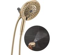 Delta Faucet 6-Setting In2ition 2-in-1 Dual Shower Head with ProClean Spray, Gold Round Shower Head with Hose, Hand Held, Champagne Bronze 75655CZ
