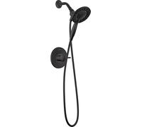 Delta Faucet Albion 14 Series - Grifo de ducha con asa única, kit de ducha con cabezal de ducha doble de mano In2ition 2 en 1 con 4 ajustes con manguera, negro mate T142855-BL-I