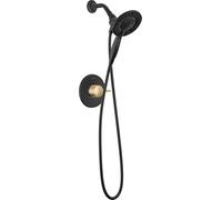 Delta Faucet Albion 14 Series Single-Handle Shower Faucet, Black/Gold Shower Trim Kit with In2ition 2-in-1 Dual Hand Held Shower Head, Matte Black/Champagne Bronze T142855-GZ-I (Valve Not Included)