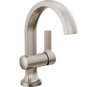 Delta Faucet Albion - Grifo de baño de un solo agujero, níquel cepillado, grifo de baño de una sola manija, montaje de drenaje desplegable de metal, níquel cepillado Spotshield 15855LF-SP