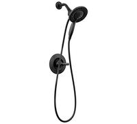 Delta Faucet Arvo Serie 14 - Grifo de ducha de un solo mango, kit de moldura de ducha con 4 pulverizadores In2ition 2 en 1, cabezal de ducha de mano doble con manguera, negro mate 142840-BL-I (válvula