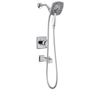 Delta Faucet Ashlyn 17 Series Kit de moldura de bañera y ducha de doble función con cabezal de ducha de mano 2 en 1 con manguera cromada T17464-I (válvula no incluida)