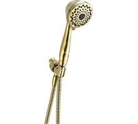 Delta Faucet Cabezal de ducha de mano de 7 pulverizaciones con manguera, cabezal de ducha de mano dorado, ducha de mano, ducha de mano, cabezal de ducha desmontable, latón pulido 59346-PB-PK