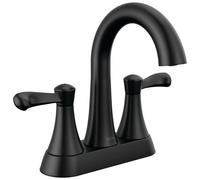 Delta Faucet Esato 25897LF-BL - Grifo de baño negro mate, grifo de baño negro mate, grifo de lavabo de baño, montaje de drenaje incluido, negro mate
