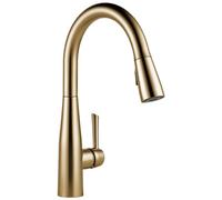 Delta Faucet Essa - Grifo de cocina extraíble dorado con pulverizador extraíble, grifo de fregadero de cocina para fregadero de cocina con cabezal de pulverización de acoplamiento magnético, bronce