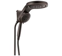 Delta Faucet HydroRain 58680-RB25 Cabezal de ducha doble H2Okinetic de 5 pulverizaciones con rociador de mano y manguera, bronce pulido al aceite, caudal de 9,5 l/min, bronce veneciano