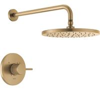 Delta Faucet Modern Raincan T14269-CZ-PP - Kit de molduras de válvula de ducha redonda de una sola función, juego de grifo de ducha, cabezal de ducha de lluvia dorado, kit de ducha Delta, bronce