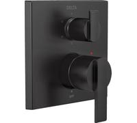 Delta Faucet T24967-BL Monitor Angular Modern Series 14 Válvula de ducha integrada de 6 ajustes con desviador, negro mate