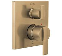 Delta Faucet T24967-CZ - Monitor moderno angular serie 14, válvula de ducha integrada de 6 ajustes con desviador, bronce champán