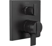 Delta Faucet T27867-BL Monitor moderno angular serie 17, válvula de ducha integrada de 3 ajustes con desviador, negro mate