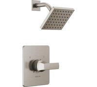 Delta Faucet Velum 14 Series - Juego de grifo de ducha de níquel cepillado de una sola función, kit de moldura de válvula, mango de ducha, kit de moldura de ducha Delta T14237-SS (válvula no incluida)