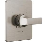 Delta Faucet Velum 14 Series - Kit de moldura de válvula de ducha de níquel cepillado de una sola función, mango de ducha, kit de moldura de ducha Delta T14037-SS (válvula no incluida)