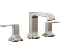 Delta Faucet Velum 3539LF-SSMPU - Grifo para Lavabo de Baño de 3 Agujeros, Acero Inoxidable, Níquel Cepillado, 2 Manijas, Montaje de Drenaje Emergente