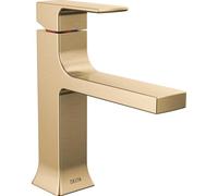 Delta Faucet Velum - Grifo de baño de un solo agujero, grifo de lavabo de baño dorado, grifo de baño de una sola manija, montaje de drenaje emergente, bronce champán 537-CZMPU-DST