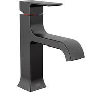 Delta Faucet Velum - Grifo de baño de un solo agujero, grifo de lavabo de baño negro, grifo de baño de una sola manija, montaje de drenaje emergente, negro mate 539-BLMPU-DST