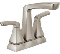 Delta Faucet Vesna 25789LF-SP - Grifo de baño de 2 manijas con montaje de drenaje y cierre de drenaje sin preocupaciones, níquel cepillado SpotShield