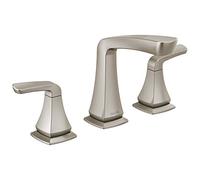 Delta Faucet Vesna - Grifo de baño de níquel cepillado, 3 agujeros, montaje de drenaje, cierre de drenaje sin preocupaciones, níquel cepillado SpotShield 35789LF-SP