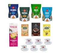 Delta Gift Box | Pack de Café, Té y Chocolate | Brasil, Portugal y Colombia | 6 Tazas Cappuccino + Deltea + Chocolate a la Taza