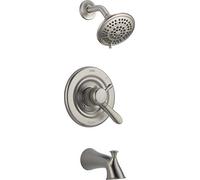 Delta Lahara T17438-SS - Kit de ducha de doble función para bañera y ducha con cabezal de ducha de 5 aerosoles, inoxidable T17438-SS (válvula no incluida)