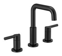 Delta Nicoli 35849LF-BL - Grifo de baño negro mate de 3 agujeros, grifo de lavabo de baño generalizado de 8 pulgadas para tocador, montaje de drenaje push-pop, negro mate