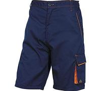 Pantalon De Trabajo Deltaplus Bermuda Cintura Ajustable 5 Bolsillo Color Azul Naranja Talla Xl