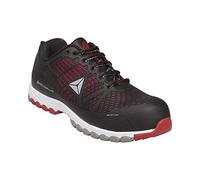 ZAPATOS DE SEGURIDAD DELTAPLUS DE POLIURETANO Y MALLA AIREADA S1P NEGRO Y ROJO TALLA 43