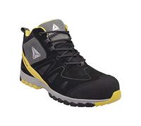 Delta Plus MANHAS3NJ41 S3 HRO SRC - Mocasines en nobuck, piel engrasada y malla de nailon, color negro/amarillo, talla 41