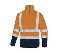 Delta Plus MARHVOMXG Marmothv - Jersey de poliéster de alta visibilidad, forro polar, talla XL, naranja fluorescente/azul marino, 10 unidades