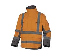 Delta Plus TARMAOGXX Tarmac HV - Parka Oxford 4 en 1 con revestimiento de poliuretano, talla 2XL, naranja fluorescente/gris, paquete de 5