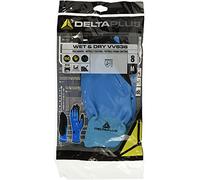 Delta Plus VV636BL08 - Guantes de poliamida, recubrimiento de nitrilo, palma recubierta con espuma de nitrilo, paquete de 1, color: azul / negro (08)