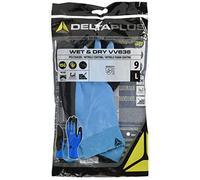 Delta Plus VV636BL09 - Guantes de poliamida con revestimiento de nitrilo, superficie de la mano recubierta de espuma de nitrilo, color azul y negro, Tamaño: 09, 1 par