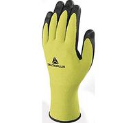Delta Plus vv734ja10 poliamida/Spandex guantes, espuma de nitrilo/TPU chapado en Palma, Amarillo neón de color negro, tamaño 10,