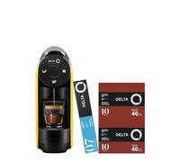 Delta Q | Cafetera Cápsulas MiniQool Amarillo 19 Bares 0,6 L | Incluye 80 Cápsulas Intensidad 10 + 10 Descafeinado