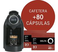 Delta Q - Cafetera de Cápsulas Qool Evolution - Color Negro - 19 Bares de Presión - Capacidad de 1 L - Incluye 2 Packs de 40 Cápsulas de Café Qalidus de Intensidad 10