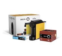 Delta Q - Pack Cafetera con Cápsulas Automática - Mini Qool Amarilla - Incluye Pack 40 Cápsulas Qalidus + 10 Cápsulas Descafeinado - Fácil de usar