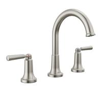 Delta Saylor Brushed Nickel Bathroom Faucet 3 Hole, 8 Inch Widespread Bathroom Sink Faucet for Vanity, Metal Push-Pop Drain Assembly, Stainless 3535-SSMPU-DST