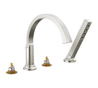 Delta Tetra Roman T4788-SS-PR-LHP - Grifo de bañera con ducha de mano, níquel cepillado, acero inoxidable T4788-SS-PR-LHP (válvula y asas no incluidas)