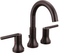 Delta Trinsic 2-Handle Widespread Bathroom Faucet with Diamond Seal Technology and Metal Drain Assembly, Matte Black 3559-BLMPU-DST