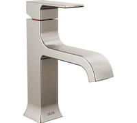 Delta Velum Brushed Nickel Bathroom Faucet 1 Hole, Single Hole Bathroom Sink Faucet for Vanity, Metal Push-Pop Drain Assembly, Stainless 539-SSMPU-DST